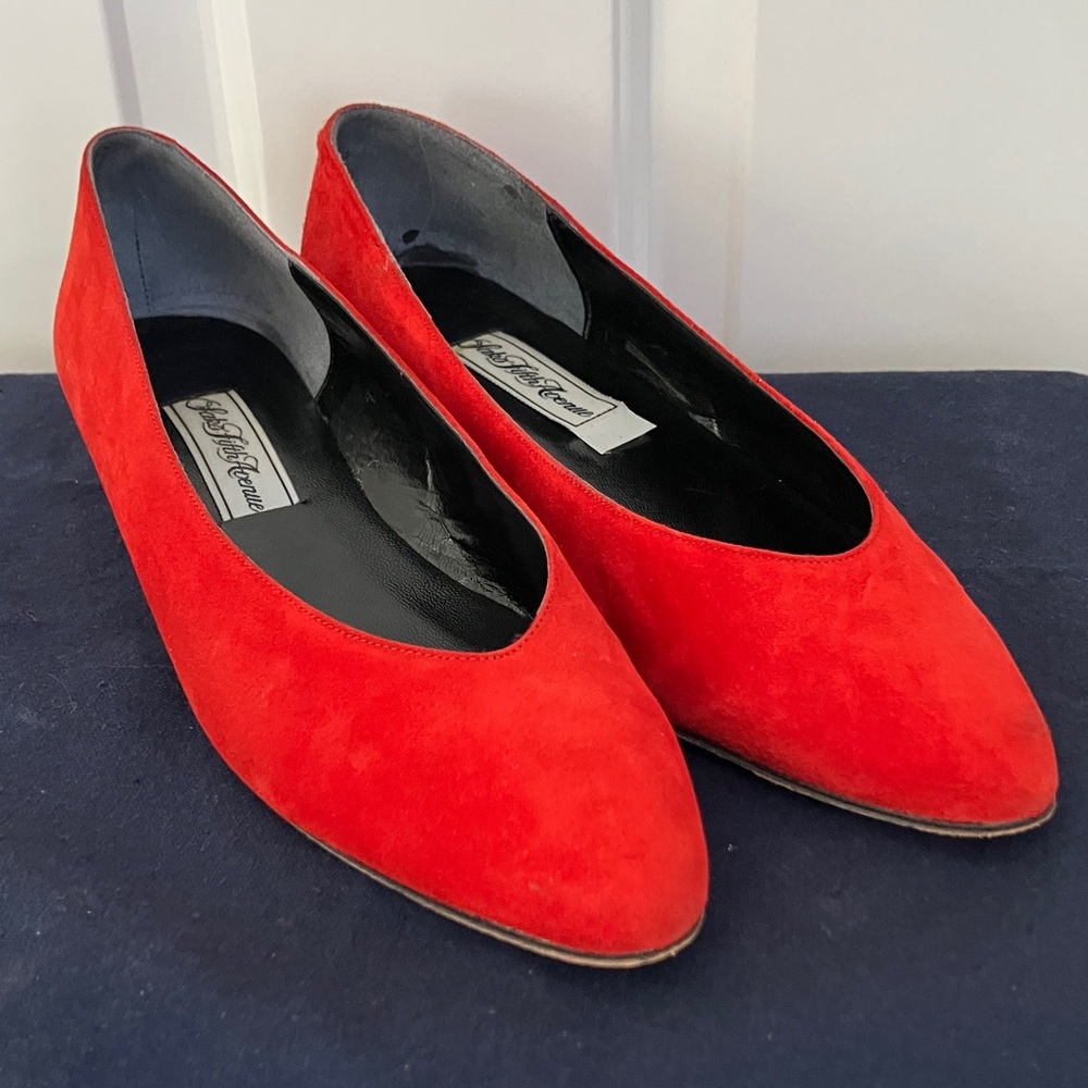 Saks Fifth Avenue Red Suede Flats